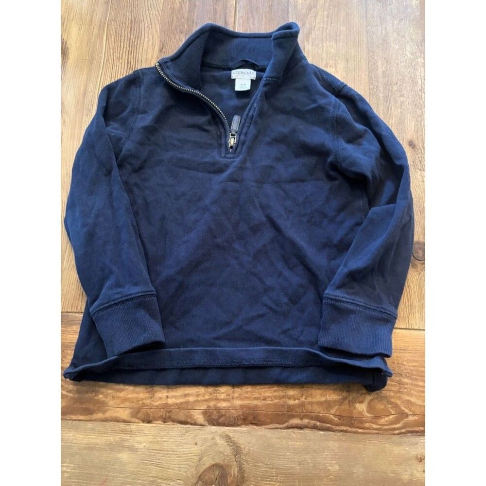 Crewcuts J.Crew Boys Half Zip Popover Sweatshirt 4-5 Navy Leather Pull